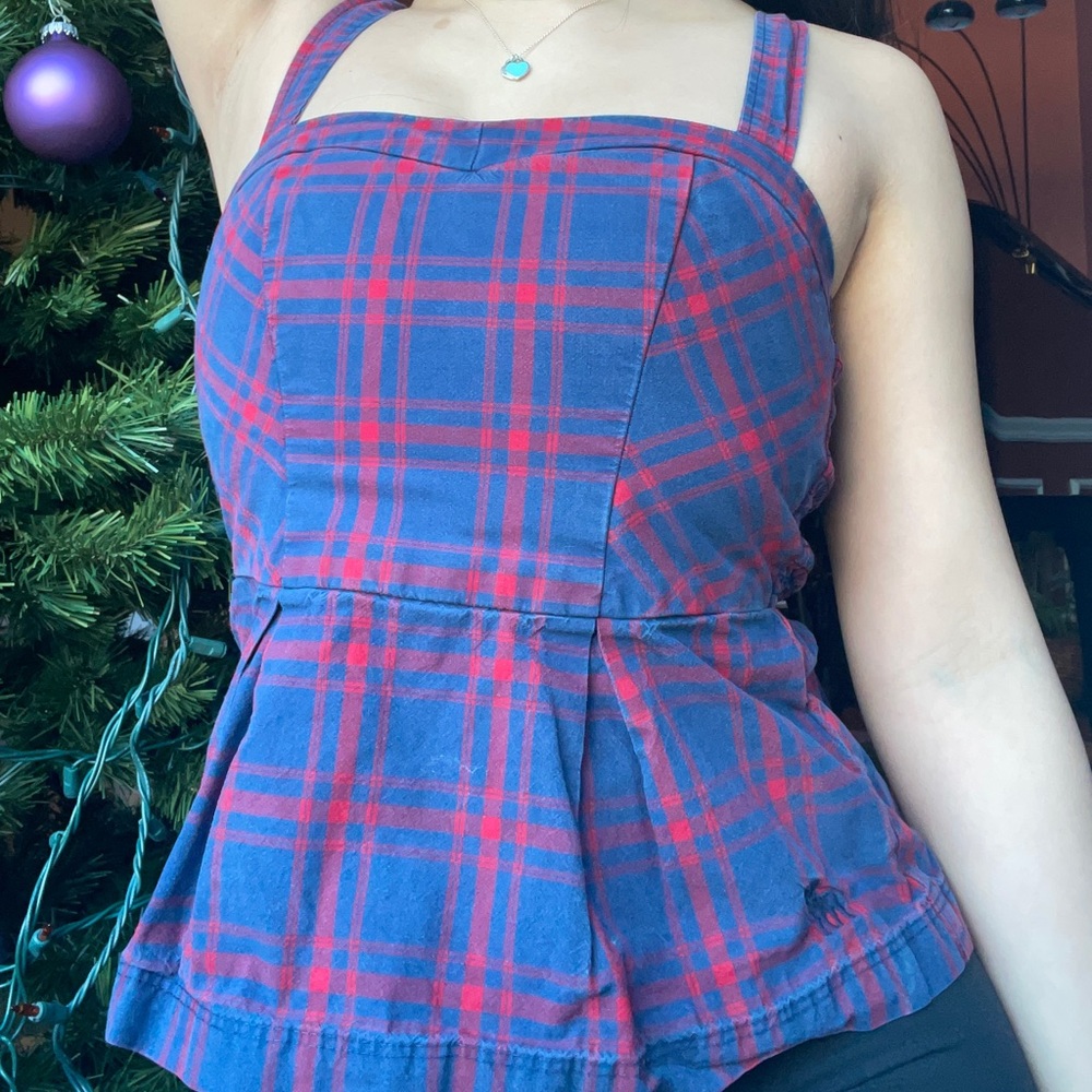 Abercrombie Kids Plaid Peplum Tank